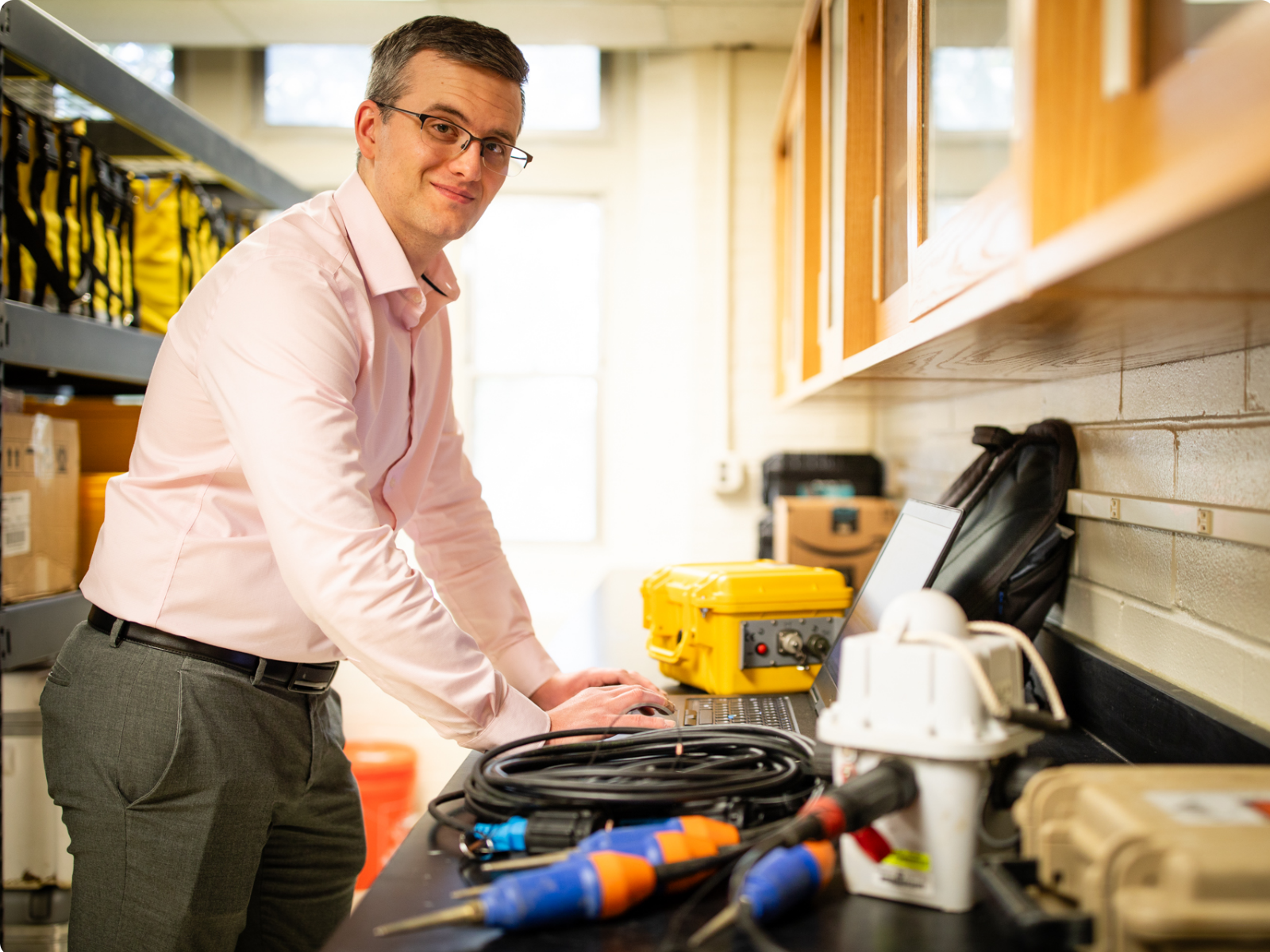 Photo of Joseph Vantassel in the lab.